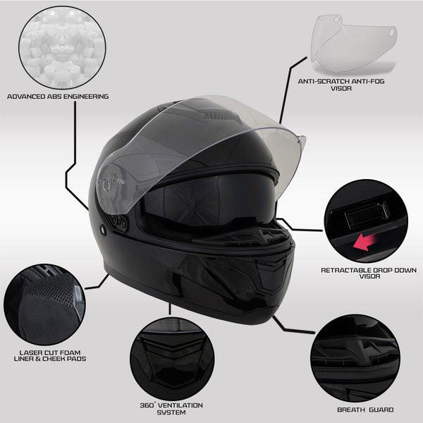 Milwaukee Helmets MPH9835DOT Sweeper Flat Black Advanced Motorcycle Fu – DeGroots House of Leather