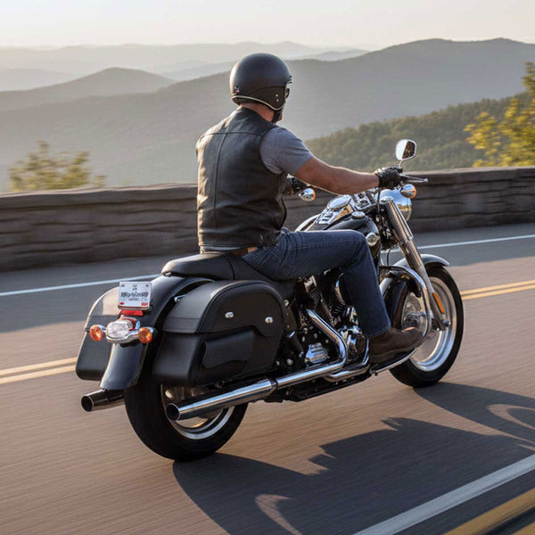 Milwaukee Leather MP8305 Black PVC Cruiser Style Slant Pouch Throw Over Saddlebags