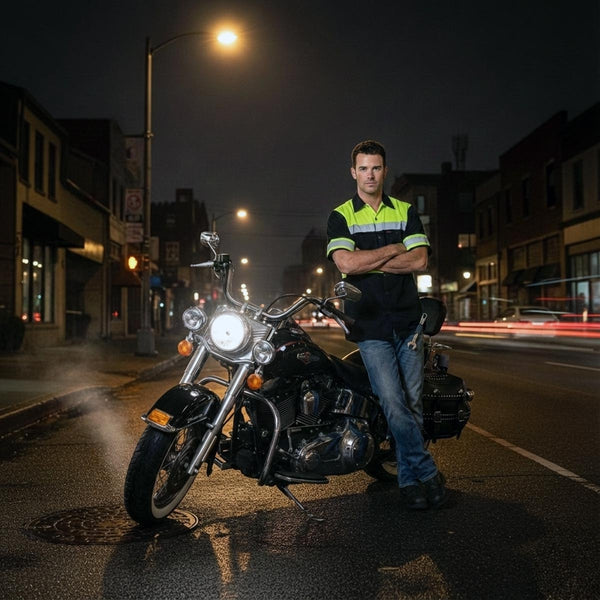 MMMCC Men’s Safeway Green/Black Mechanic Rider Ready Shirt w/ Reflective Strip MDM11613