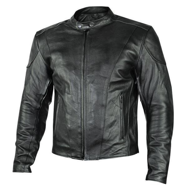 Milwaukee Leather LKM17003  Men's Premium Black Leather Motorcycle Riders Jacket with CE Armor Protecion