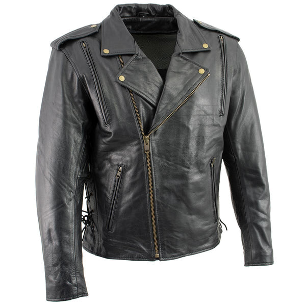 Milwaukee Leather LKM17004 Men's Classic Premium Black Vented Motorcycle Leather Biker Riders Jacket