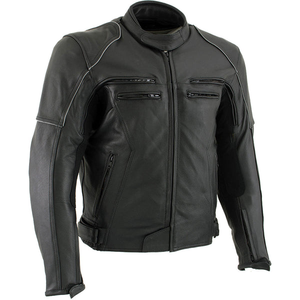 Milwaukee Leather LKM17013 Men's Premium Black Advanced Leather Motorcycle Jacket w/ CE Armor Protection