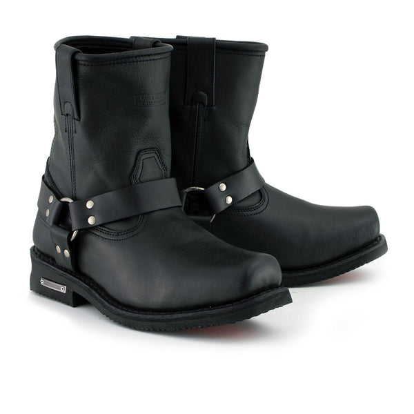 Milwaukee Leather Men's Butch Classic Black Short Harness Motorcycle Boots - MBM9023
