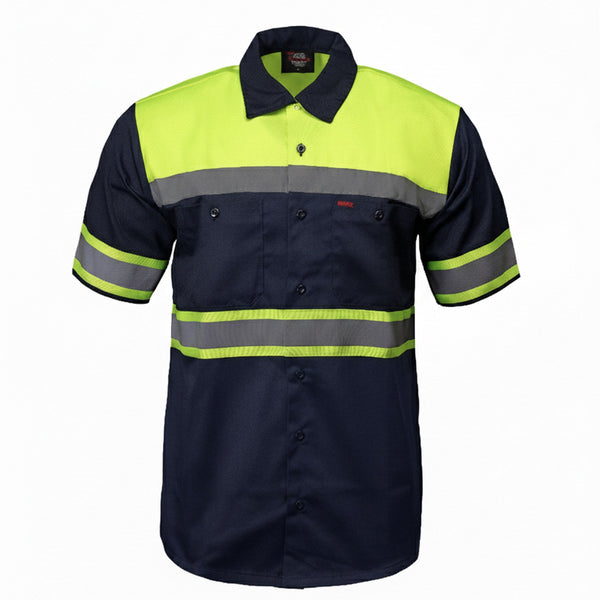 MMMCC Men’s Safeway Green/BlueMechanic Rider Ready Shirt w/ Reflective Strip MDM11614