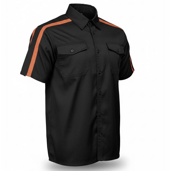MMCC Men's Track Mark Classic Mechanic Button Up Shirt - Dual Chest Pockets - Microfiber Panel - MDM11623