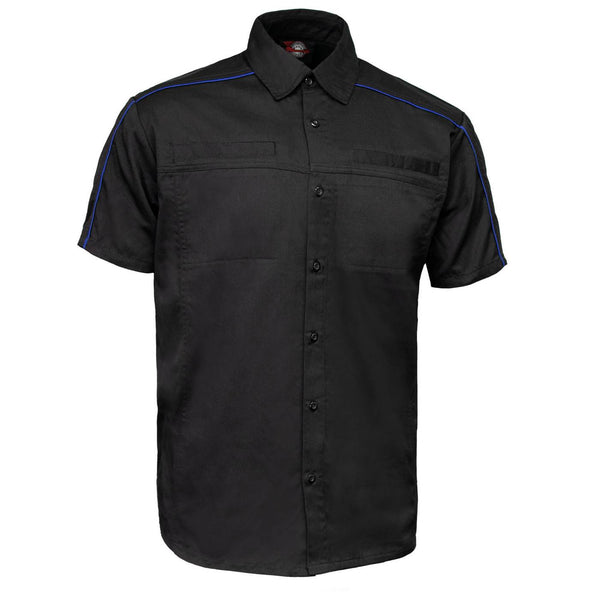 MMCC Men's Slipstream Black Royal Blue Mechanic Work Shirt - 100% Cotton w/ Microfiber Panel - MDM11692