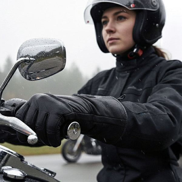 Milwaukee Leather MG7713SET Women's Heated Black Leather Winter Gloves -Wire Harness and i-Touch