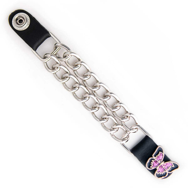 Milwaukee Leather 1-PC Vest Extender Purple Butterfly, Double Chrome Chains - 4-Inch - MLA1037-SINGLE