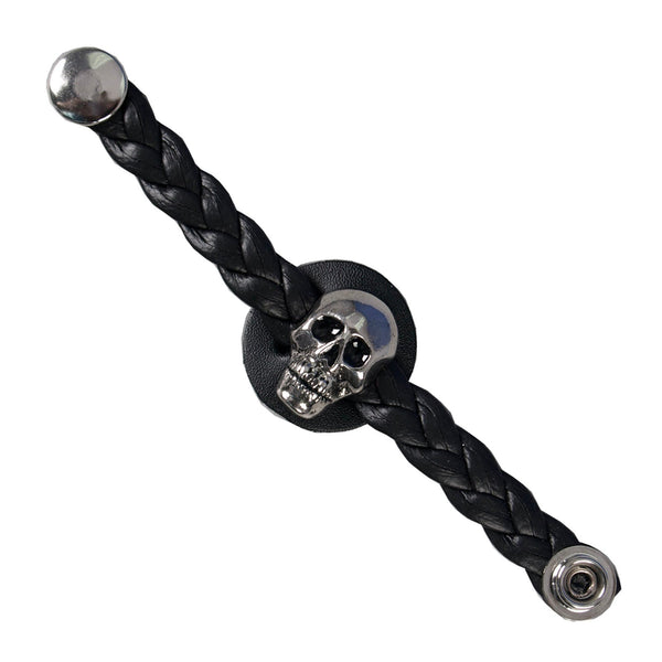 Milwaukee Leather Skull Medallion Vest Extender Genuine Leather Braided Strap 6.5" Extension MLA1064-Single
