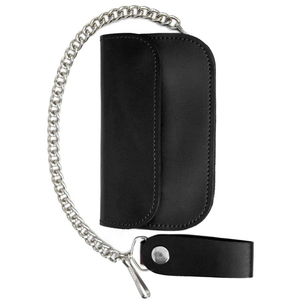 Milwaukee Leather Black Full-Grain Snake-Stamped Biker Chain Wallet - MLW7843