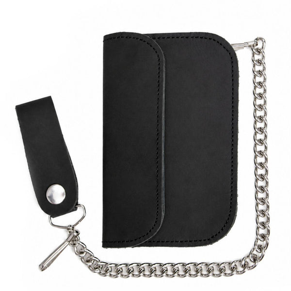 Milwaukee Leather Black Full-Grain Snake-Stamped Biker Chain Wallet - MLW7844