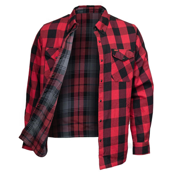 MMCC Men's 'Ricochet' Reversible Flannel Shirt - 100% Cotton Snap Front Plaid w/ Chest and Hand Pockets - MNG11803