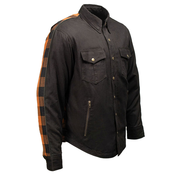 Milwaukee Leather Men’s Splitline Molten 2-Tone CE Armored Protective Flannel - Kevlar® Reinforced - MPM1672