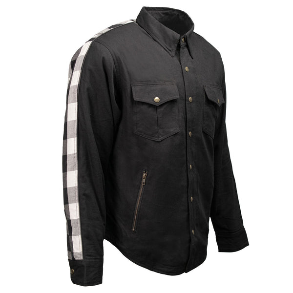 Milwaukee Leather Men’s Splitline Tundra 2-Tone CE Armored Protective Flannel - Kevlar® Reinforced - MPM1673