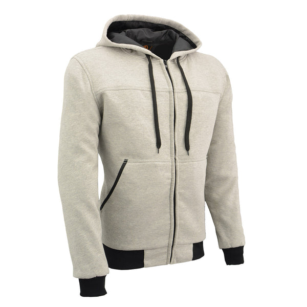 Milwaukee Leather Men's Silver Streetguard Riding Hoodie - Aramid Reinforced with CE Shoulder and Elbow Armor - MPM1788