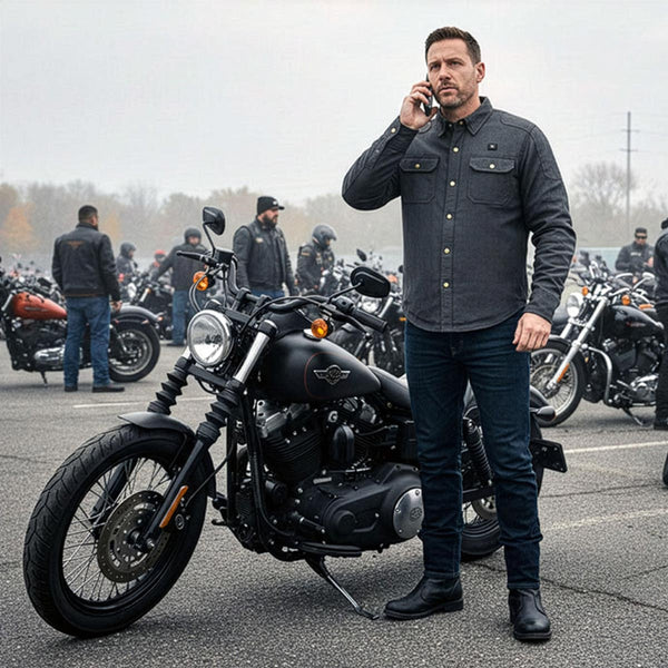 NexGen NXM1715SET Men's 'Scorcher' Classic Heated Black Denim Jacket (Rechargeable Battery Pack Included)