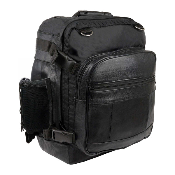 Milwaukee Leather SH54001 Medium Black Leather and Textile Motorcycle Cruiser Sissy Bar Bag Back-Pack