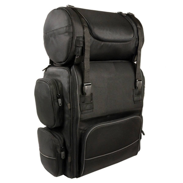 Milwaukee Leather SH680 Large Black Textile Motorcycle Sissy Bar Travel Bag