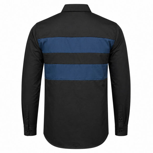 MMCC Men's Block Shift Long Sleeve Mechanic Shop Shirt - Microfiber Panel - MMC16154