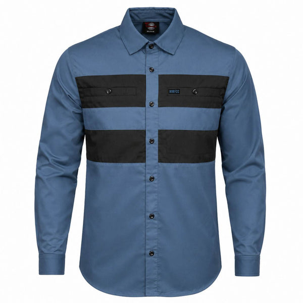 MMCC Men's Block Shift Long Sleeve Mechanic Shop Shirt - Microfiber Panel - MMC16155