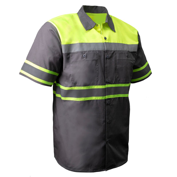 MMCC Men’s Safeway Green/Grey Mechanic Rider Ready Shirt w/ Reflective Strip MDM11615