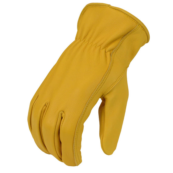 Milwaukee Leather Men's Deerskin Leather Gloves - Yellow, Unlined, Elastic Wrist - MG7544