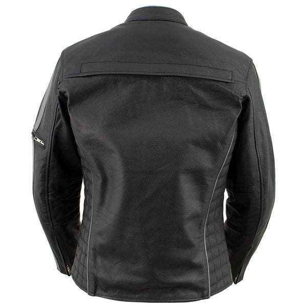 Milwaukee Leather LKL27000 Women’s  Black with Silver Multi Vented Leather Motorcycle Jacket