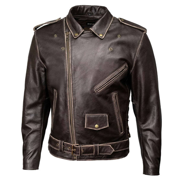 Milwaukee Leather Men's Live to Ride Classic Retro Brown Premium Leather CE Armored Motorcycle Jacket - Side Lace - LKM1707