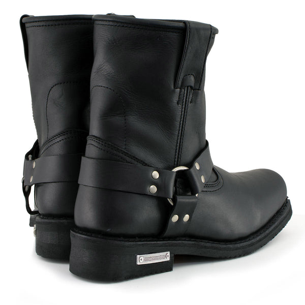 Milwaukee Leather Men's Butch Classic Black Short Harness Motorcycle Boots - MBM9023