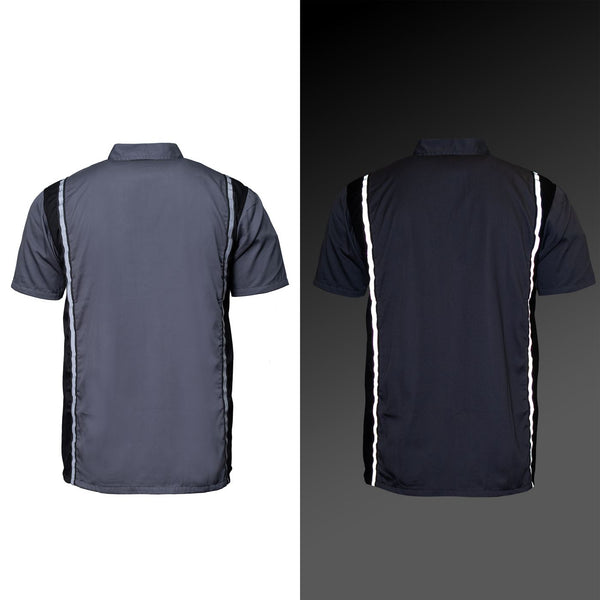 Milwaukee Motorcycle Clothing Co. Men’s Blk/Grey Mechanic Work Shirt – w / Reflective Strip, Rider‑Built MDM11612
