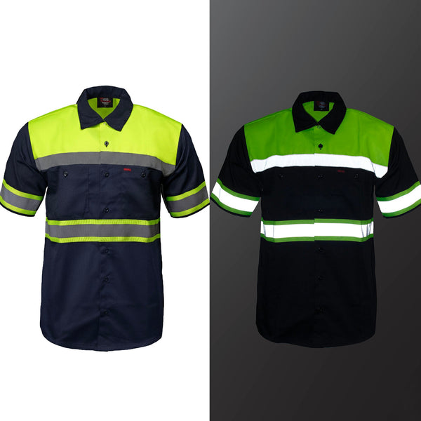 MMMCC Men’s Safeway Green/BlueMechanic Rider Ready Shirt w/ Reflective Strip MDM11614