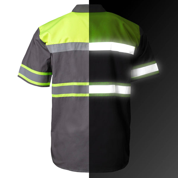 MMCC Men’s Safeway Green/Grey Mechanic Rider Ready Shirt w/ Reflective Strip MDM11615