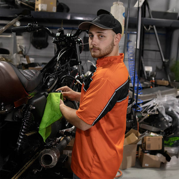 Milwaukee Leather MDM11670 Men’s Orange-Black Mechanic Work Shirt w/ Reflective Strip - Heavy-Duty Button-Up