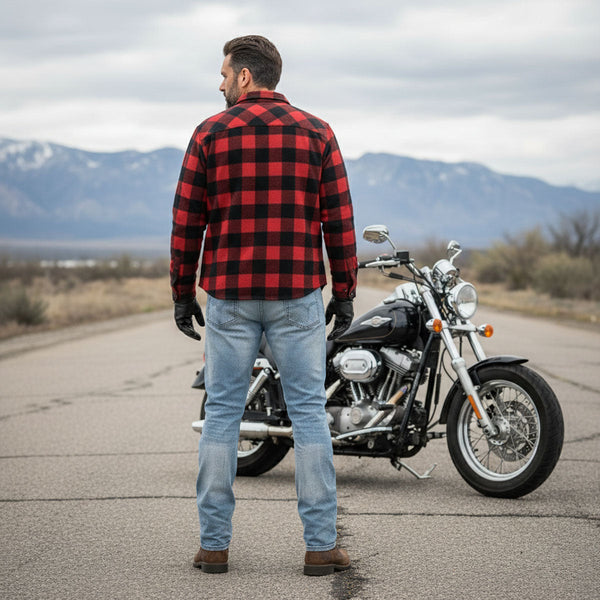 Milwaukee Leather MDM5003 Men's Blue Armored Motorcycle Riding Denim Jeans Reinforced with Aramid Fibers