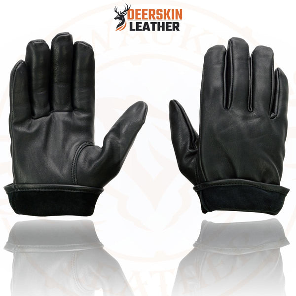 Milwaukee Leather MG7595 Men's Black Deerskin Unlined Motorcycle Gloves w/ Cinch Wrist Closure