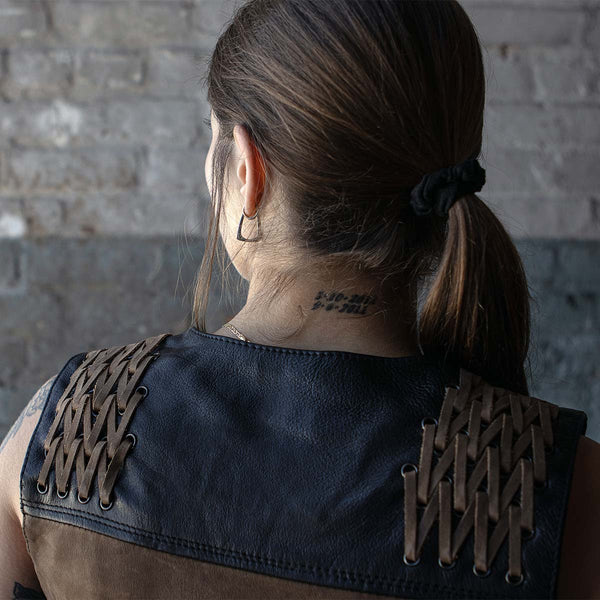 Milwaukee Leather Women's MLL4509 Smoocher Two Tone Crazy Horse Brown and Black Leather Club Style Motorcycle Vest