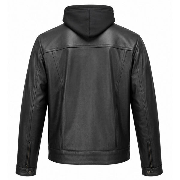 Milwaukee Leather Men's Leather Shirt Jacket with Removable Hoodie and Patch Access - MLM1614