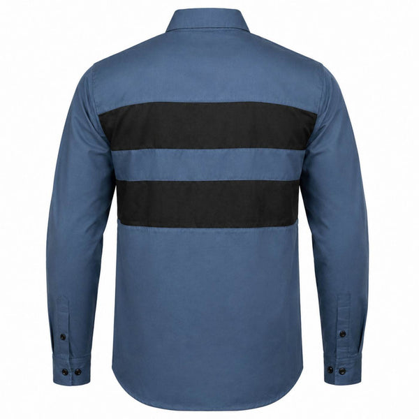 MMCC Men's Block Shift Long Sleeve Mechanic Shop Shirt - Microfiber Panel - MMC16155