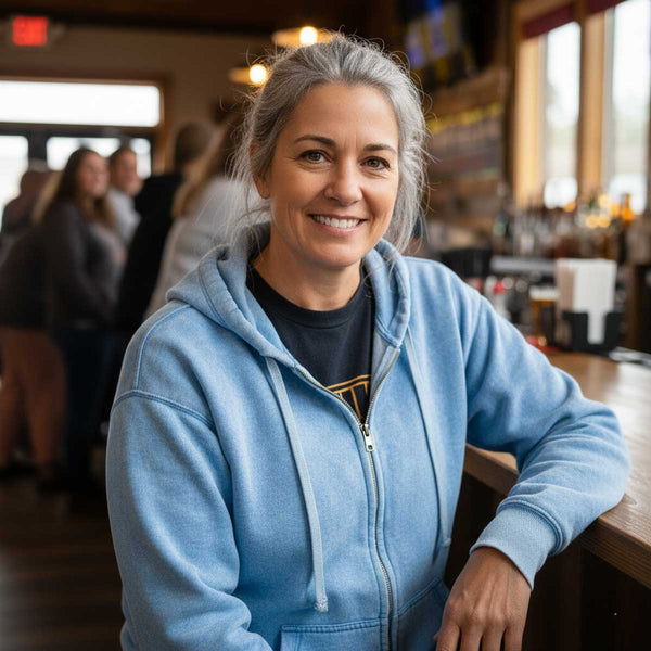 Milwaukee Leather MNG21621 Women's Distressed Blue Sweatshirt Full Zip Up Long Sleeve Casual Hoodie - with Pocket