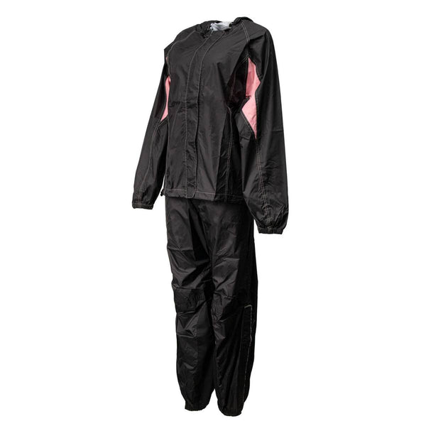 Milwaukee Leather MPL9603 Women's Black and Pink Water Resistant Rain Suit w/ Reflective Material and Hoodie