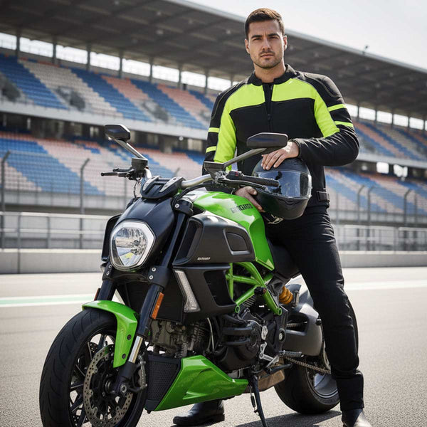 Milwaukee Leather Men's Black and Neon Green CE Armored All Season Textile Motorcycle Riding Jacket  - MPM1791