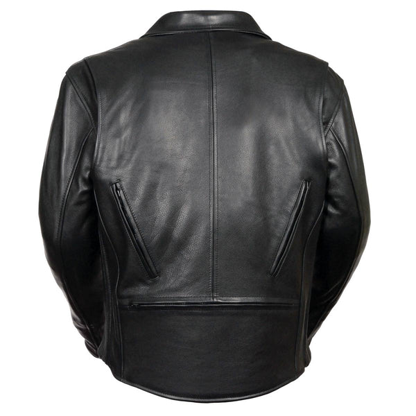 Milwaukee Leather Men's Premium Black Leather Beltless MC Style Motorcycle Jacket w/ Side Stretch - SH1057