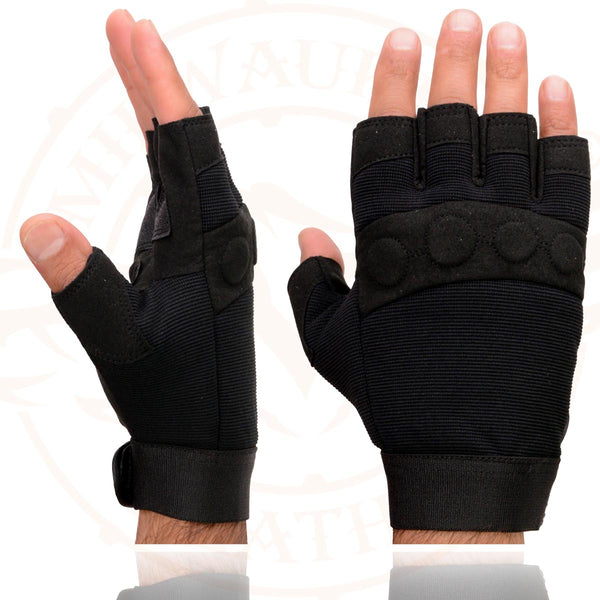 Milwaukee Leather SH44610 Men's Black Gel Padded Fingerless Motorcycle Mechanics Hand Gloves w/ Amara Cloth’