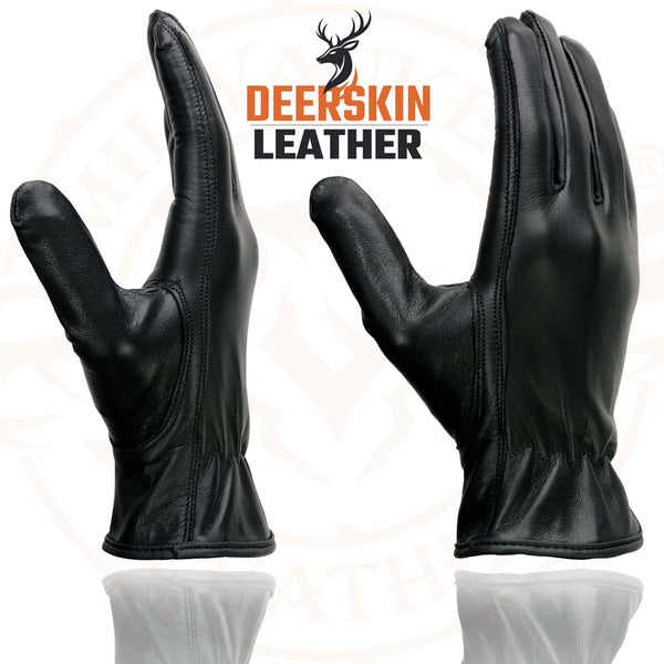 Milwaukee Leather SH886 Women's USA Deerskin Black Leather Unlined Lightweight Motorcycle Rider Gloves