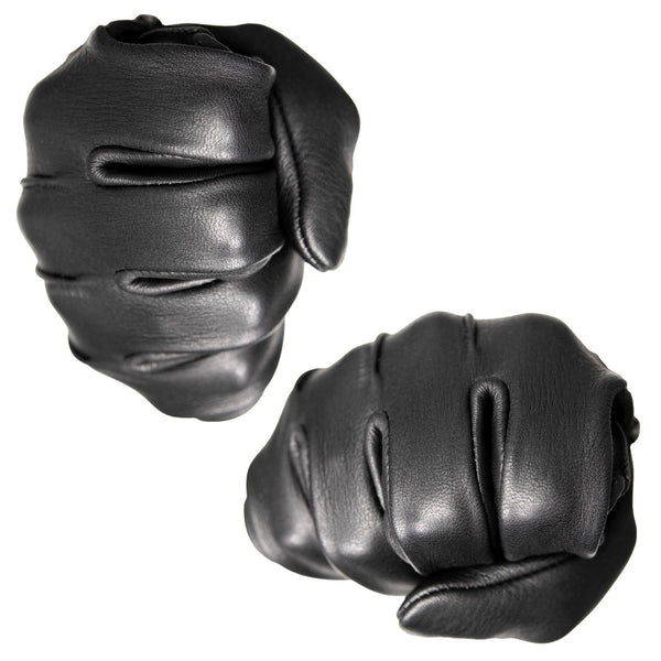 Z1R Men's Black Premium Deerskin Leather Motorcycle Riders Gloves w/ Cinch Wrist Closure