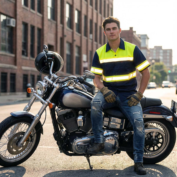 MMMCC Men’s Safeway Green/BlueMechanic Rider Ready Shirt w/ Reflective Strip MDM11614