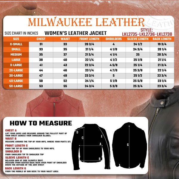 Milwaukee Leather LKL2735 Women's Black Premium Leather Scuba Style Biker Jacket w/ Mandarin Collar