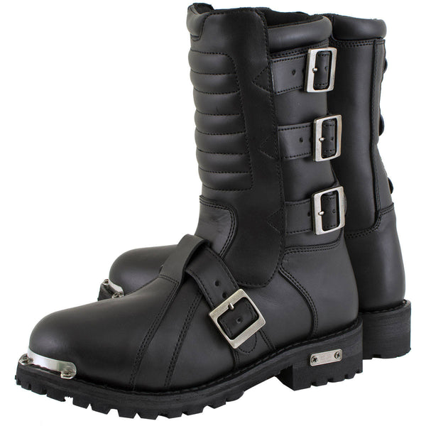 Milwaukee Leather Men's Executioner Black 2.2mm Buckle Motorcycle Boots, MBM9039