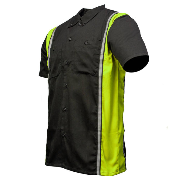 MMCC Men's Driftline Green Poly-Blend Mechanic Shirt - MDM11611