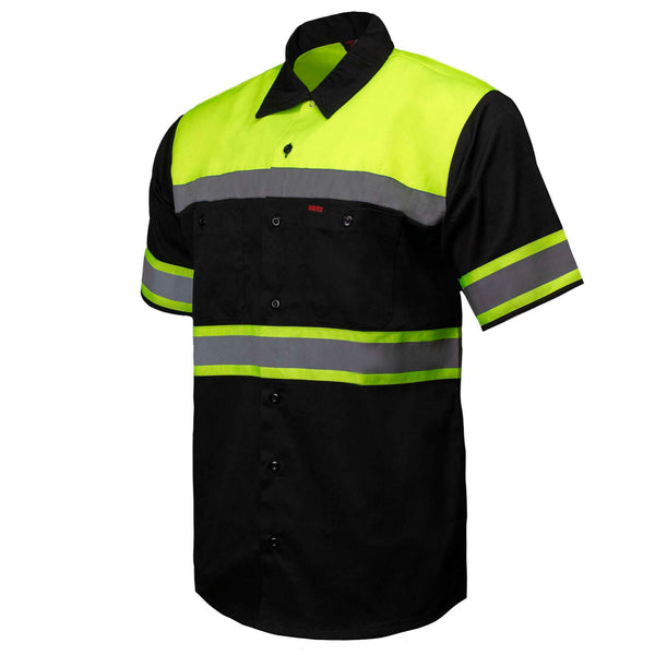 MMMCC Men’s Safeway Green/Black Mechanic Rider Ready Shirt w/ Reflective Strip MDM11613